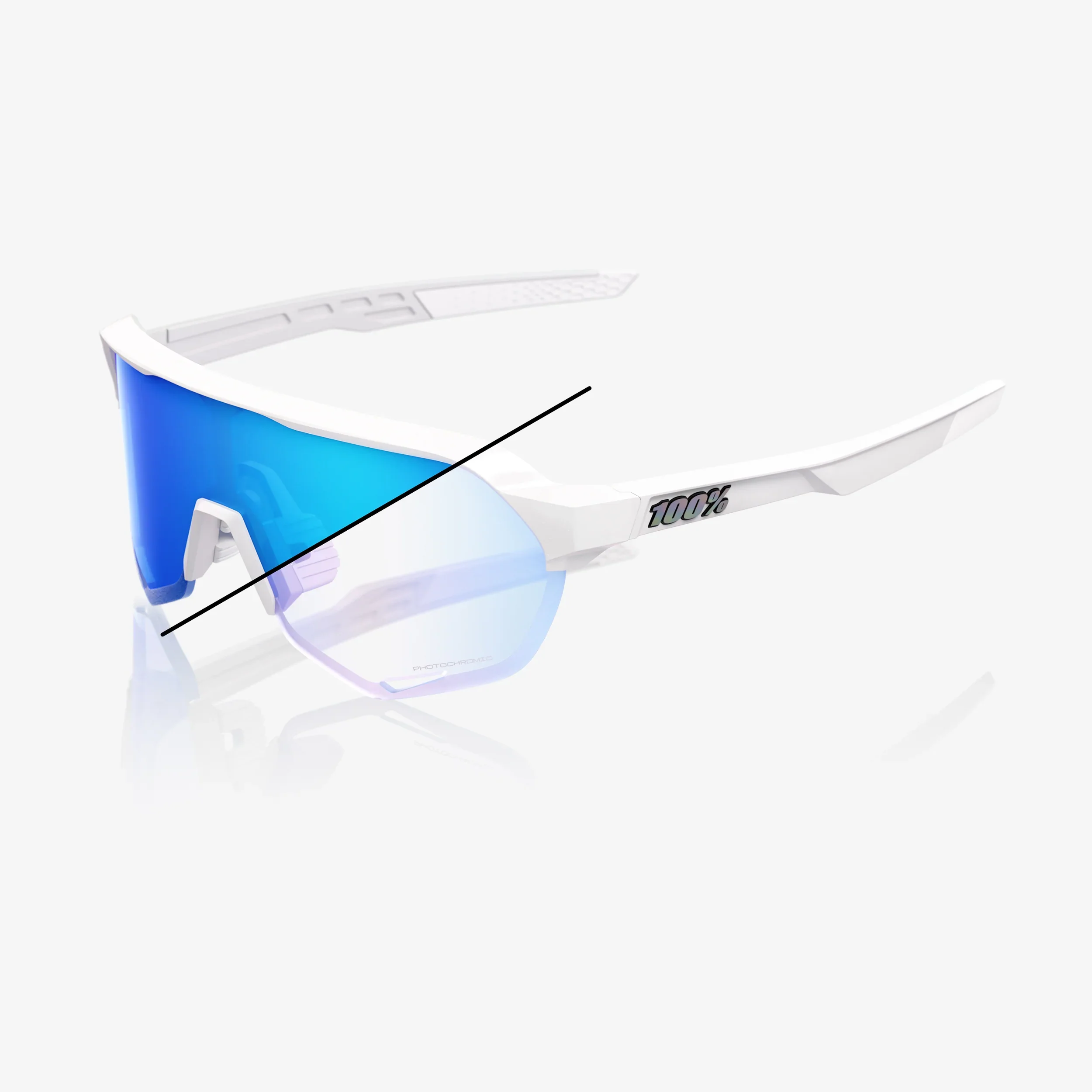 100% S2 Bastille LE - Pearl White Glitter- Blue Mirror Photochromic Lens