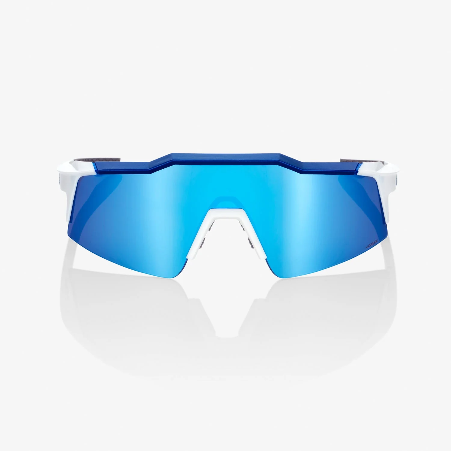 100% Speedcraft SL- Matte white/ Metallic Blue Hiper Blue multilayer Mirror lens - Image 2